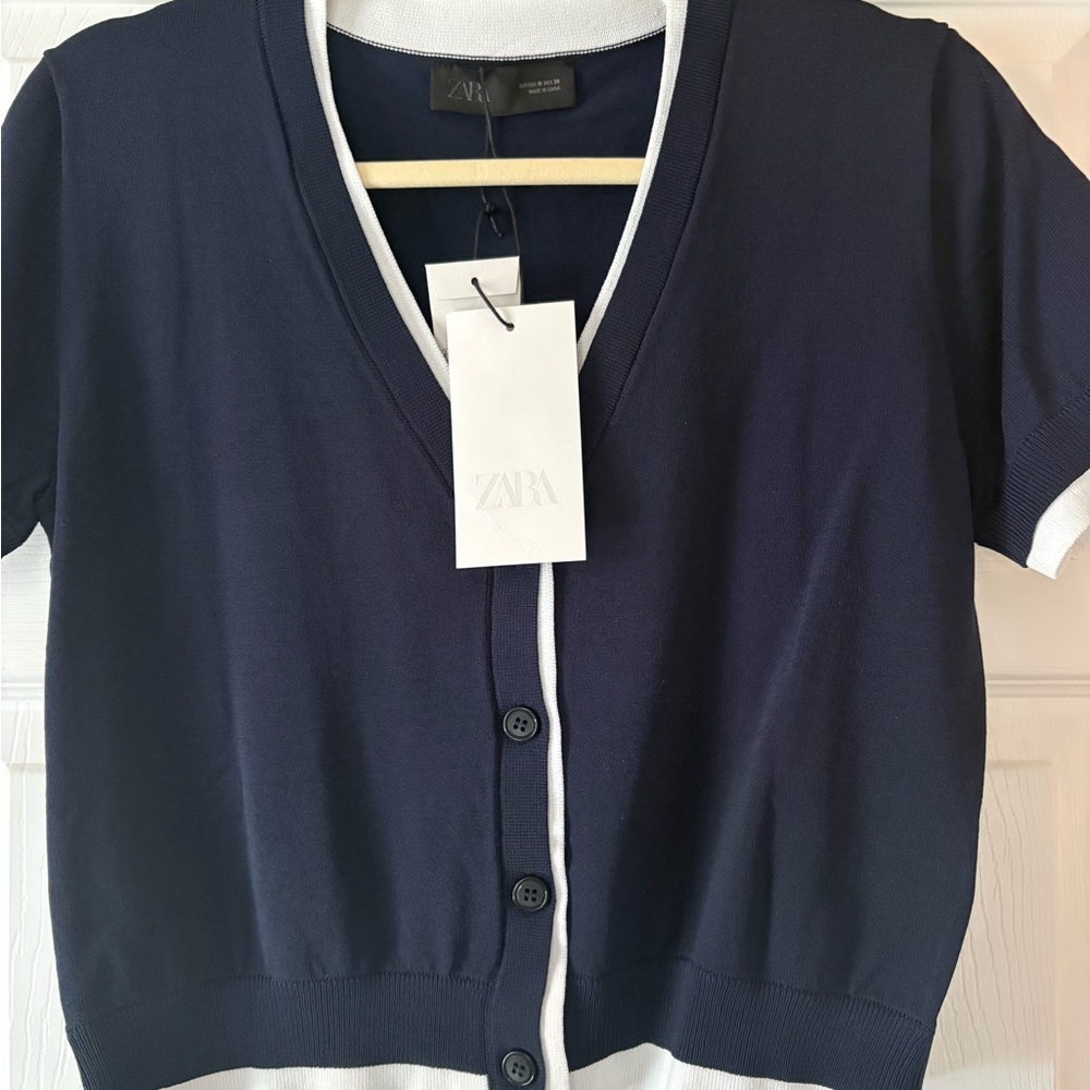 Zara Dark Blue V-Neck Cardigan